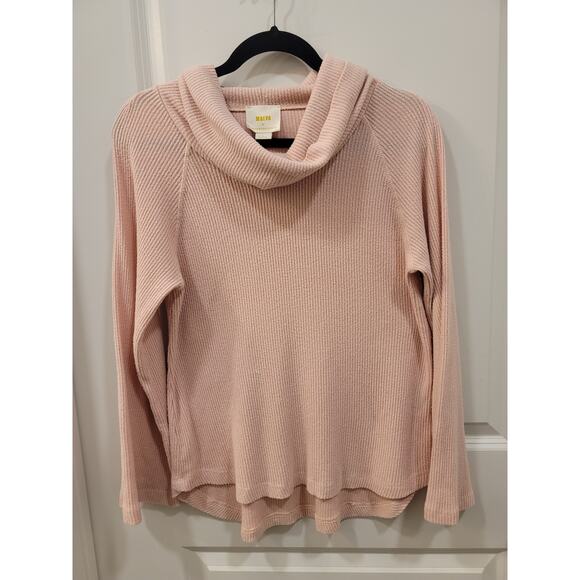 Anthropologie Ribbed Pink Cowlneck Sweater - Picture 2 of 7